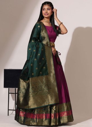 Purple Silk Woven Work Lehenga Choli