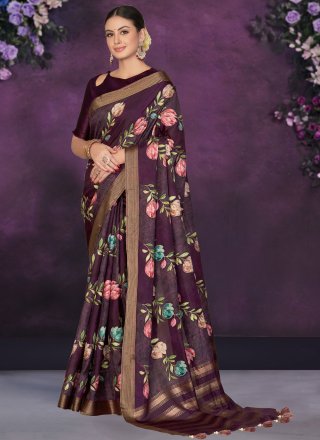 Purple Tussar Silk Classic Saree