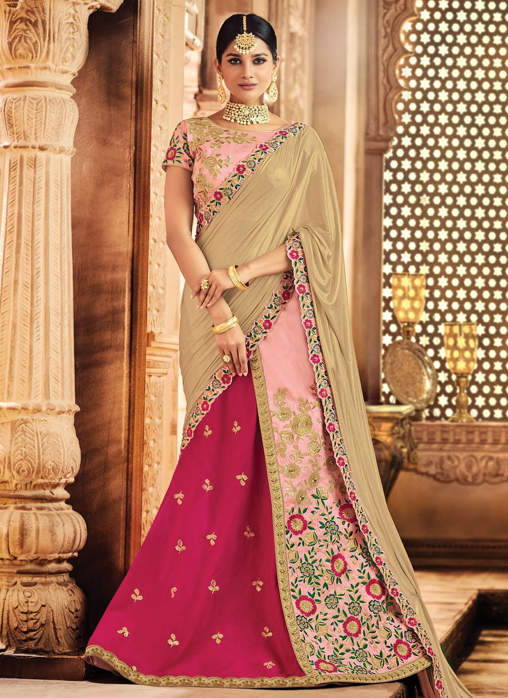 Pink Silk Bridal Lehenga Choli 277249