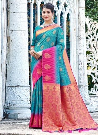 Purple Dola Silk Half-Saree/Lehenga with Pattu Border & booties on Geo –  Swaya World