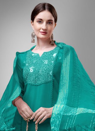 Rama Blended Cotton Trendy Suit with Embroidered and Lace Work
