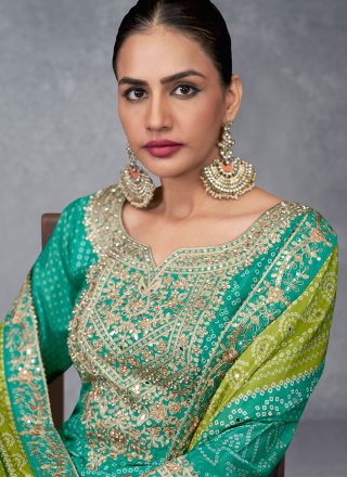 Rama Chinon Digital Print, Embroidered, Mirror and Sequins Work Salwar Suit for Ceremonial