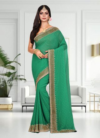 Mehndi Green Color Silk Saree | Party wear sarees, Saree designs,  Traditional sarees