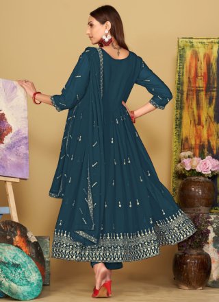 Rama Georgette Embroidered Work Salwar Suit for Ceremonial