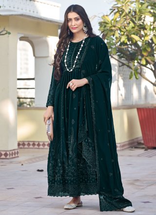 Rama Georgette Trendy Suit with Embroidered Work