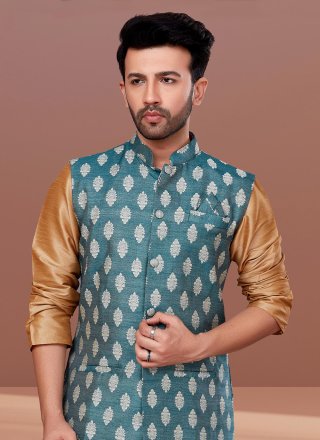Rama Jacquard Silk Nehru Jackets with Jacquard Work for Men