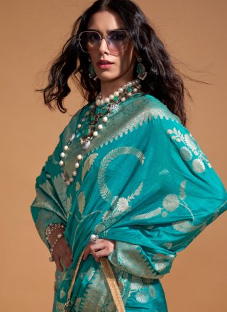 Rama Pure Georgette Traditional Saree with Weaving Work for Ceremonial