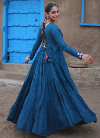 Rama Rayon  Designer Gown with Embroidered and Mirror Work for Women