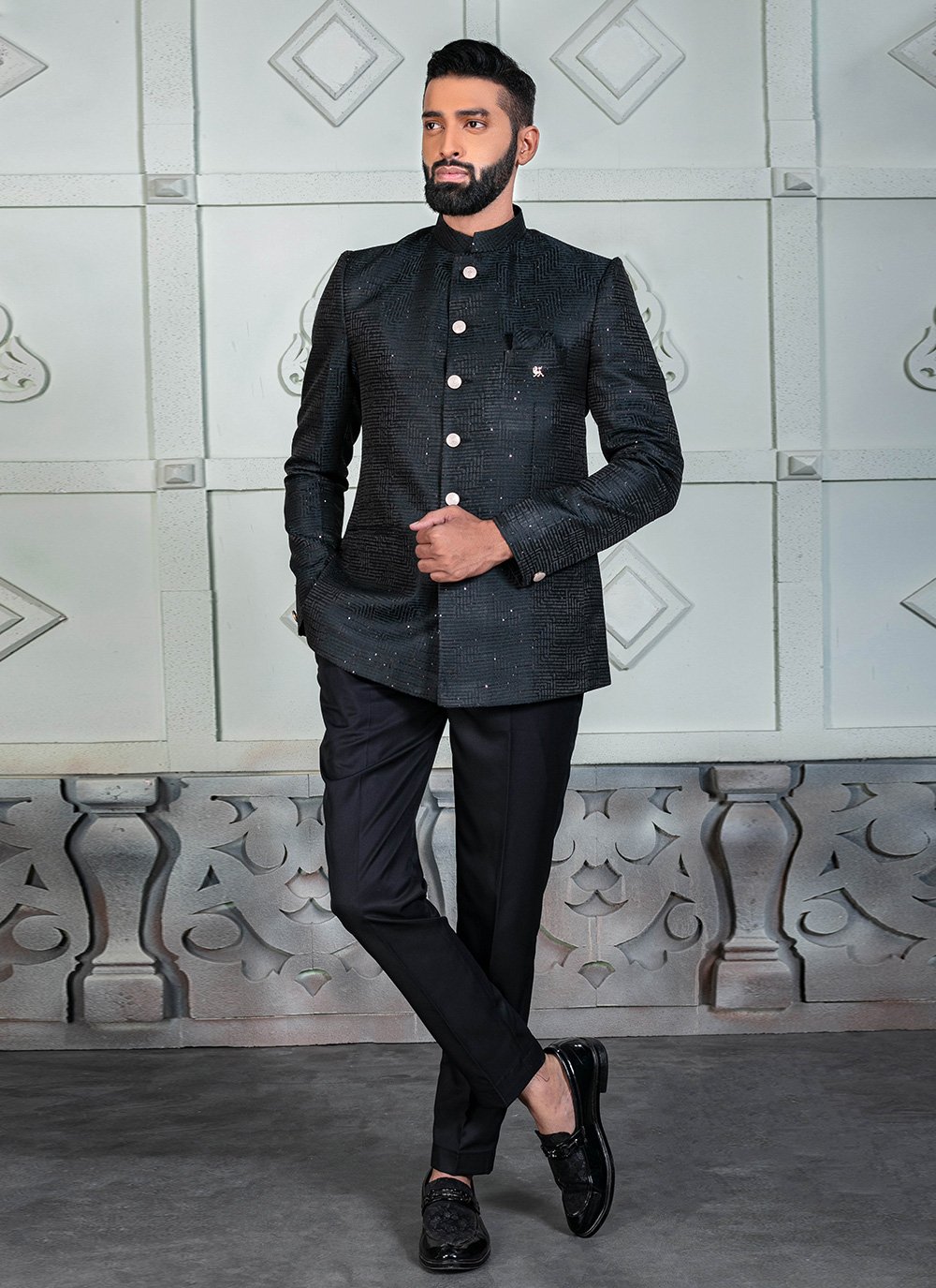Shop Online Rama Rayon Jacquard Work Jodhpuri Suit for Ceremonial 