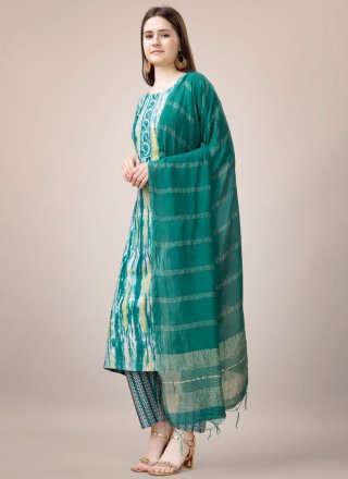 Rama Rayon Readymade Salwar Suit with Embroidered and Print Work