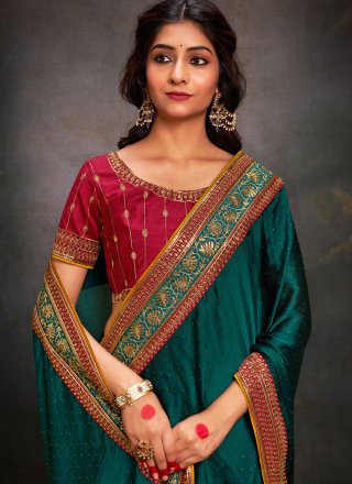 Rama Satin Silk Trendy Saree