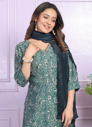 Rama Silk Salwar Suit with Hand Work