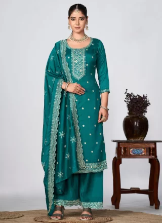 Rama Vichitra Silk Embroidered Work Salwar Suit for Women