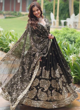 Rangoli Lehenga Choli In Black and Brown