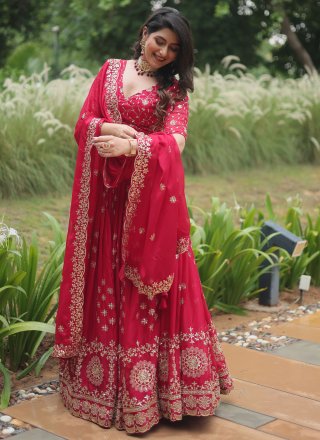 Rangoli Lehenga Choli In Pink and Rani