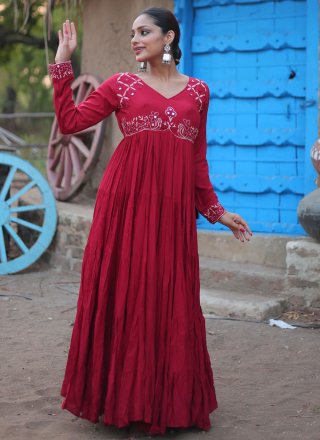 Rani and Red Rayon  Designer Gown