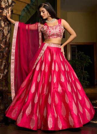 Rani Art Silk Embroidered and Sequins Work Lehenga Choli for Ceremonial
