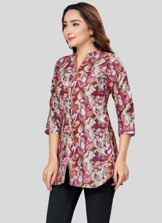 Rani Blended Cotton Print Work Designer Kurti