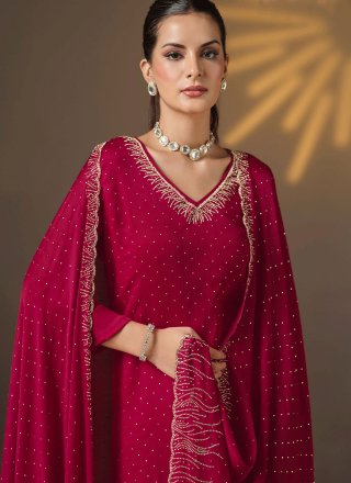 Rani Chiffon Satin Swarovski Work Salwar Suit