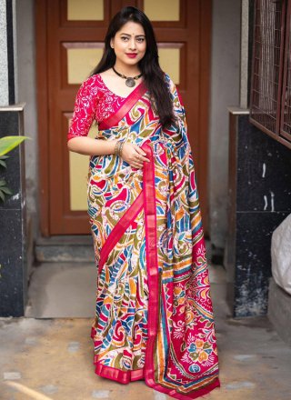 Rani Cotton Print Work Contemporary Sari