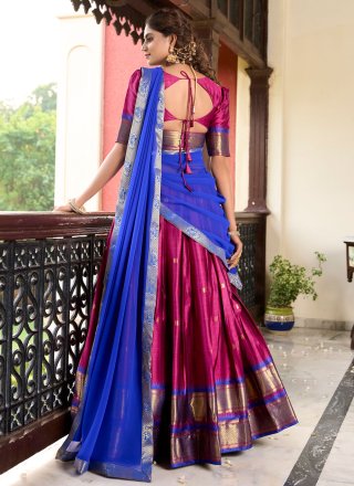 Rani Cotton Silk Lehenga Choli with Weaving Work for Festival