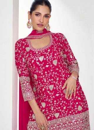 Rani Embroidered and Sequins Work Chinon Readymade Salwar Suit