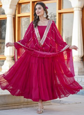 Rani Faux Georgette  Designer Gown In Plain for Ceremonial