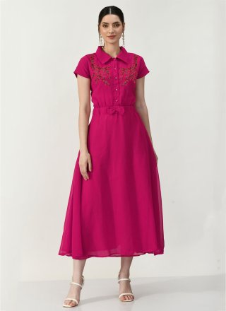 Rani Georgette Embroidered Work Designer Kurti for Women