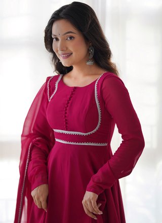 Rani Georgette Lace Work Salwar Suit for Ceremonial