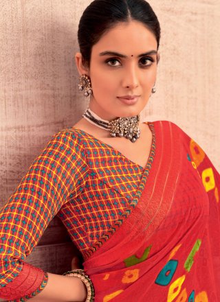 Rani Georgette Print Work Classic Sari