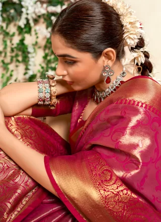 Rani Malbari Silk Classic Saree with Weaving and Zari Work for Women