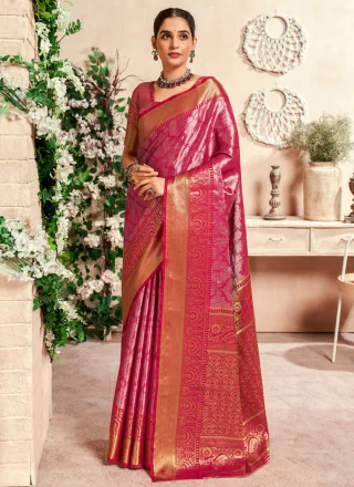 Rani Malbari Silk Classic Saree with Weaving and Zari Work for Women