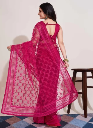 Rani Net Embroidered and Resham Work Classic Sari for Casual