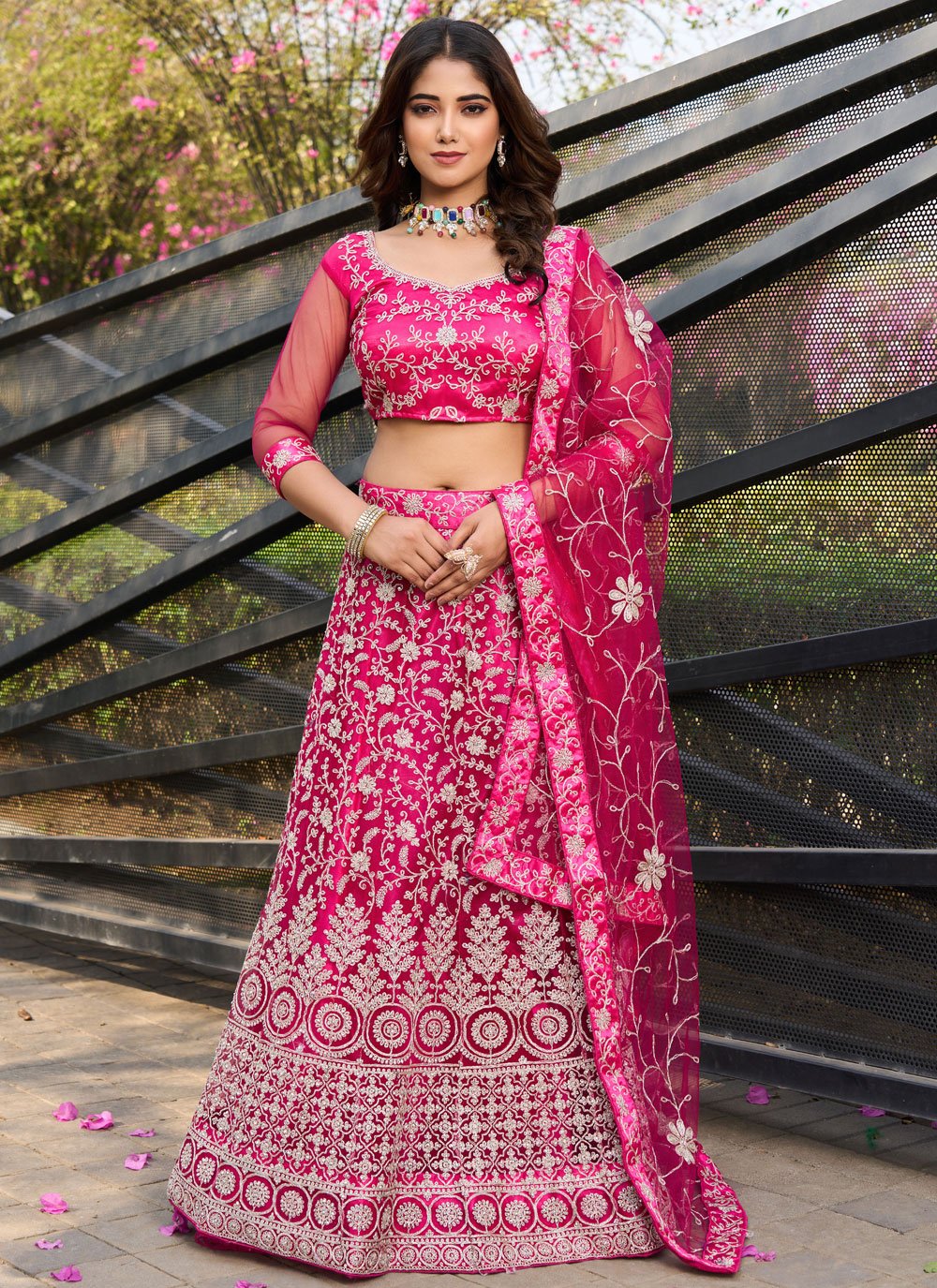 Pink Tapeta Silk Reception Wear Sequins Work Lehenga Choli – Rakhi Stores
