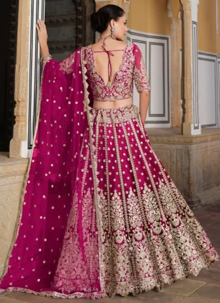 Rani Net Lehenga Choli with Dimond, Embroidered and Sequins Work