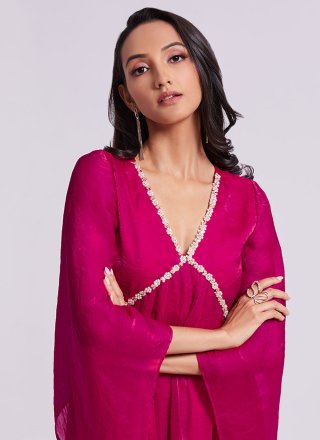 Rani Organza Hand Work Designer Kurti for Women