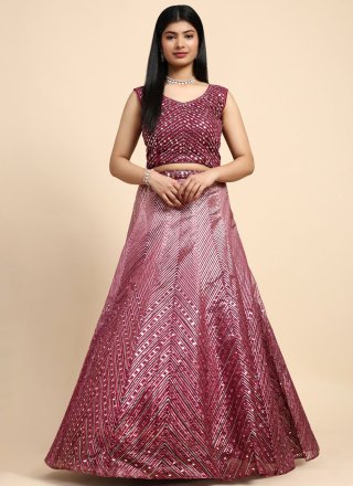 Rani Organza Readymade Lehenga Choli with Cord and Mirror Work