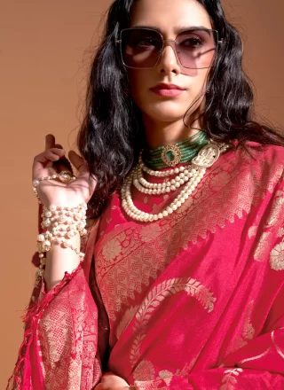 Rani Pure Georgette Contemporary Saree with Weaving Work