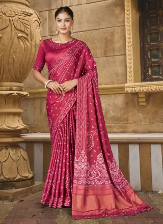 Rani Silk Contemporary Saree with Hand Work