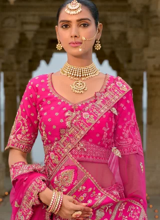 Rani Silk Embroidered, Khatli, Sequins, Thread and Zari Work Lehenga Choli for Bridal