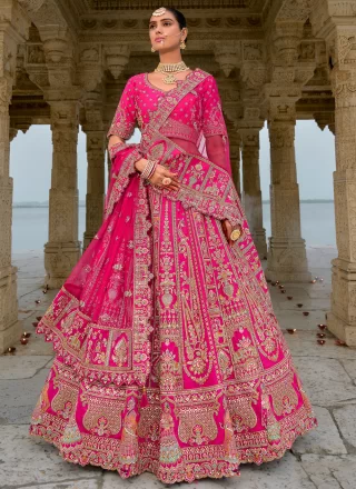 Rani Silk Embroidered, Khatli, Sequins, Thread and Zari Work Lehenga Choli for Bridal