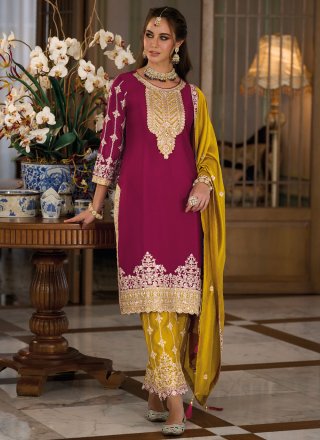 Rani Pink Premium Silk Embroidered Party Wear Salwar Kameez - Vasu Sarees -  4260239