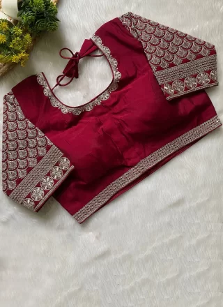 Rani Silk Embroidered Work Designer Blouse for Ceremonial