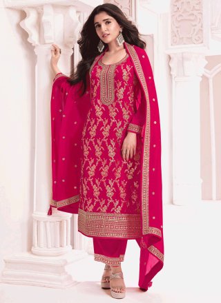 Rani Viscose Salwar Suit with Embroidered and Jacquard Work