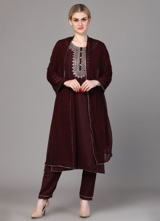 Ravishing Burgundy Rayon Trendy Suit