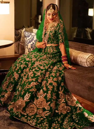 Buy Ravishing Pista Green Organza Wedding Lehenga Choli 