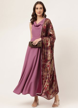 Ravishing Pink Faux Crepe Designer Kurti In Plain