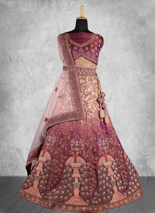 Shop Cream Pure Raw Silk Embroidered Umbrella Lehenga Choli Wedding Wear  Online at Best Price | Cbazaar
