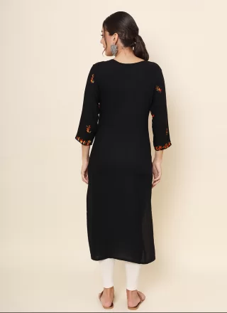 Rayon Casual Kurti In Black