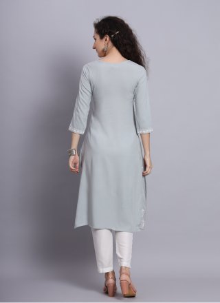 Rayon Casual Kurti In Grey